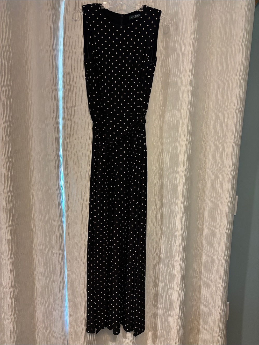 Lauren Ralph Lauren Black Polka Dot Wide-Leg Jumpsuit